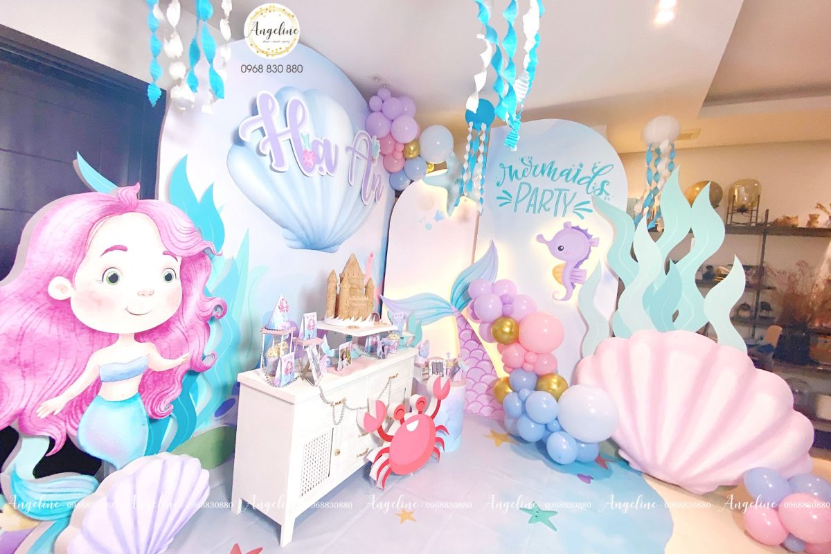 trang trí sinh nhật chủ đề nàng tiên cá 