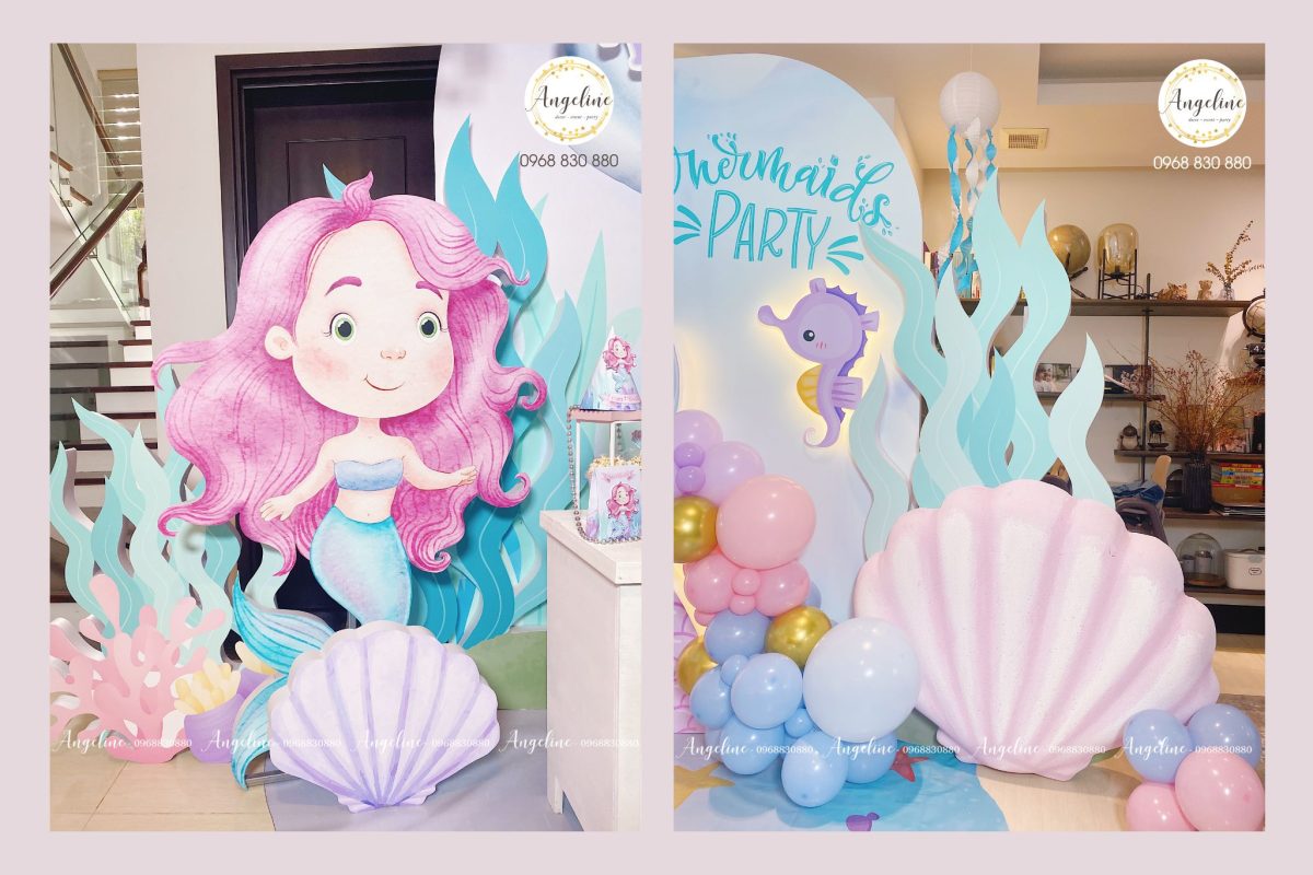 trang trí sinh nhật chủ đề nàng tiên cá 