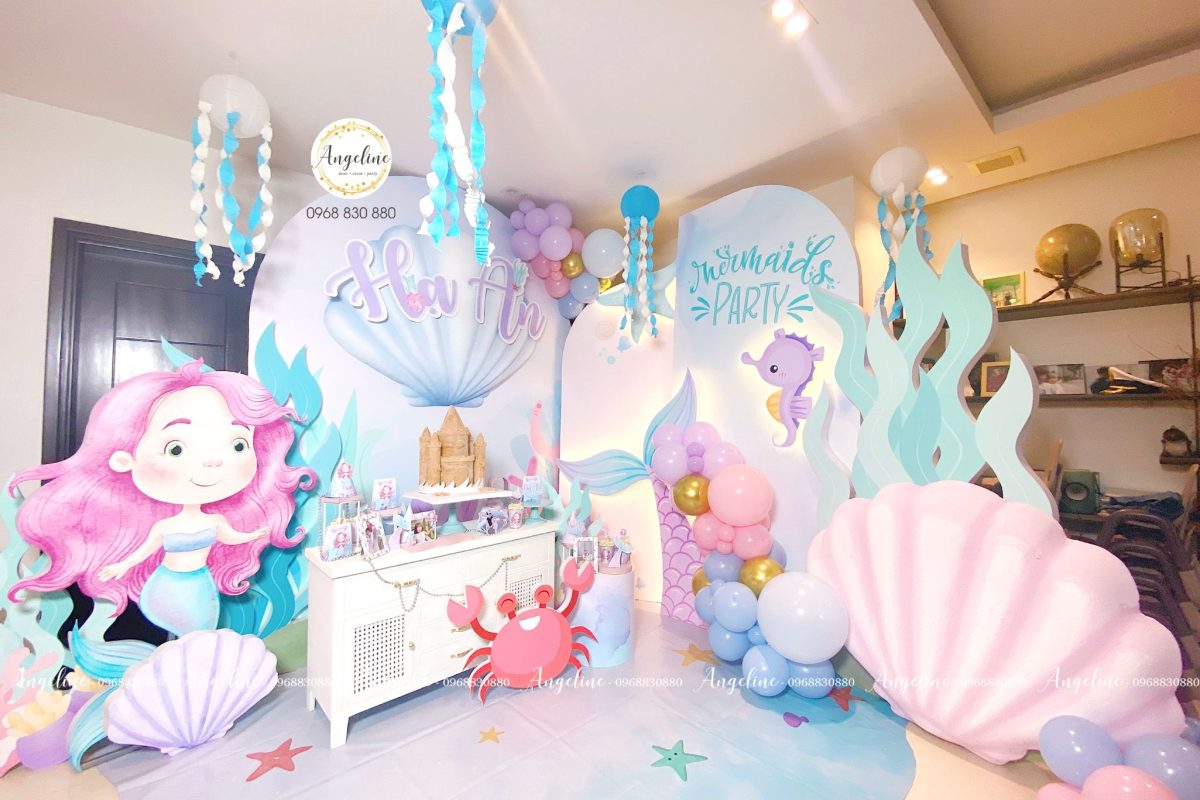 trang trí sinh nhật chủ đề nàng tiên cá 