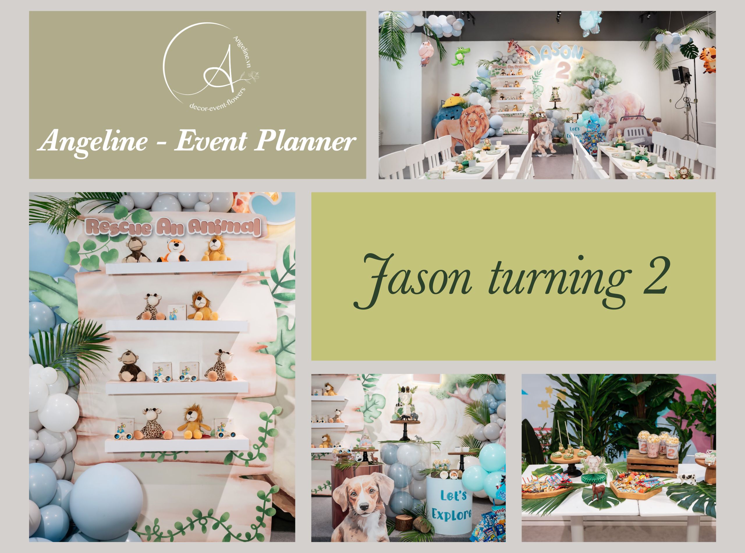 Trang trí sinh nhật bé trai chủ đề rừng xanh – Jason 2 tuổi