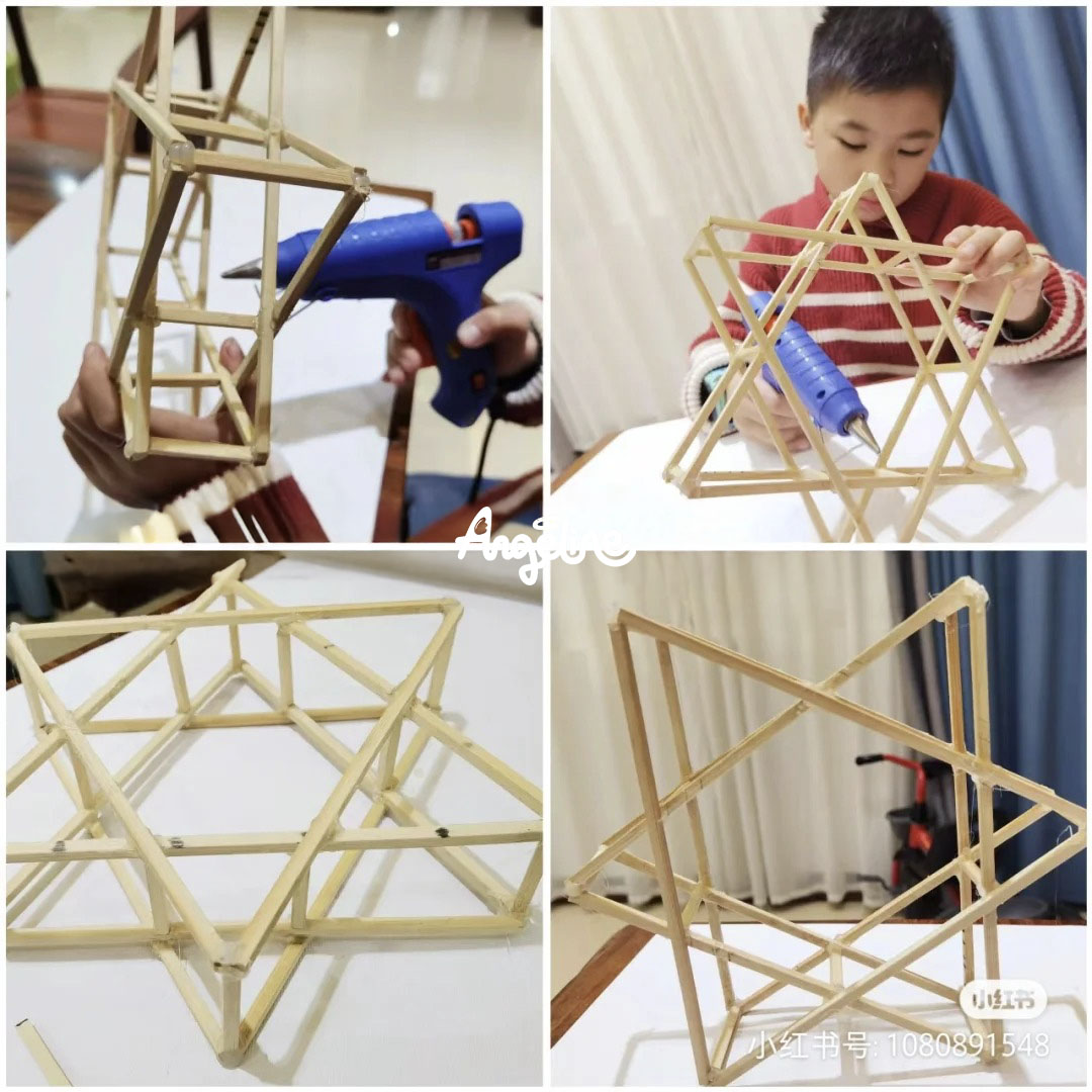 20+ Ý Tưởng Trang Trí Trung Thu Ấn Tượng Cho Văn Phòng Năm 2025 Tự làm đèn ông sao bằng que tre và súng bắn keo – hoạt động handmade Trung thu sáng tạo dành cho trẻ em và người lớn.