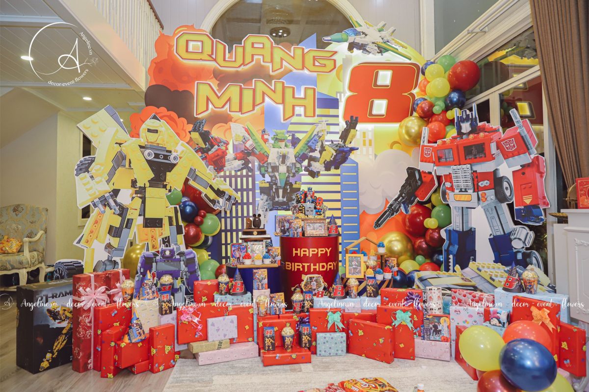 trang trí sinh nhật cho bé tại nhà chủ đề Transformers - Robot đại chiến