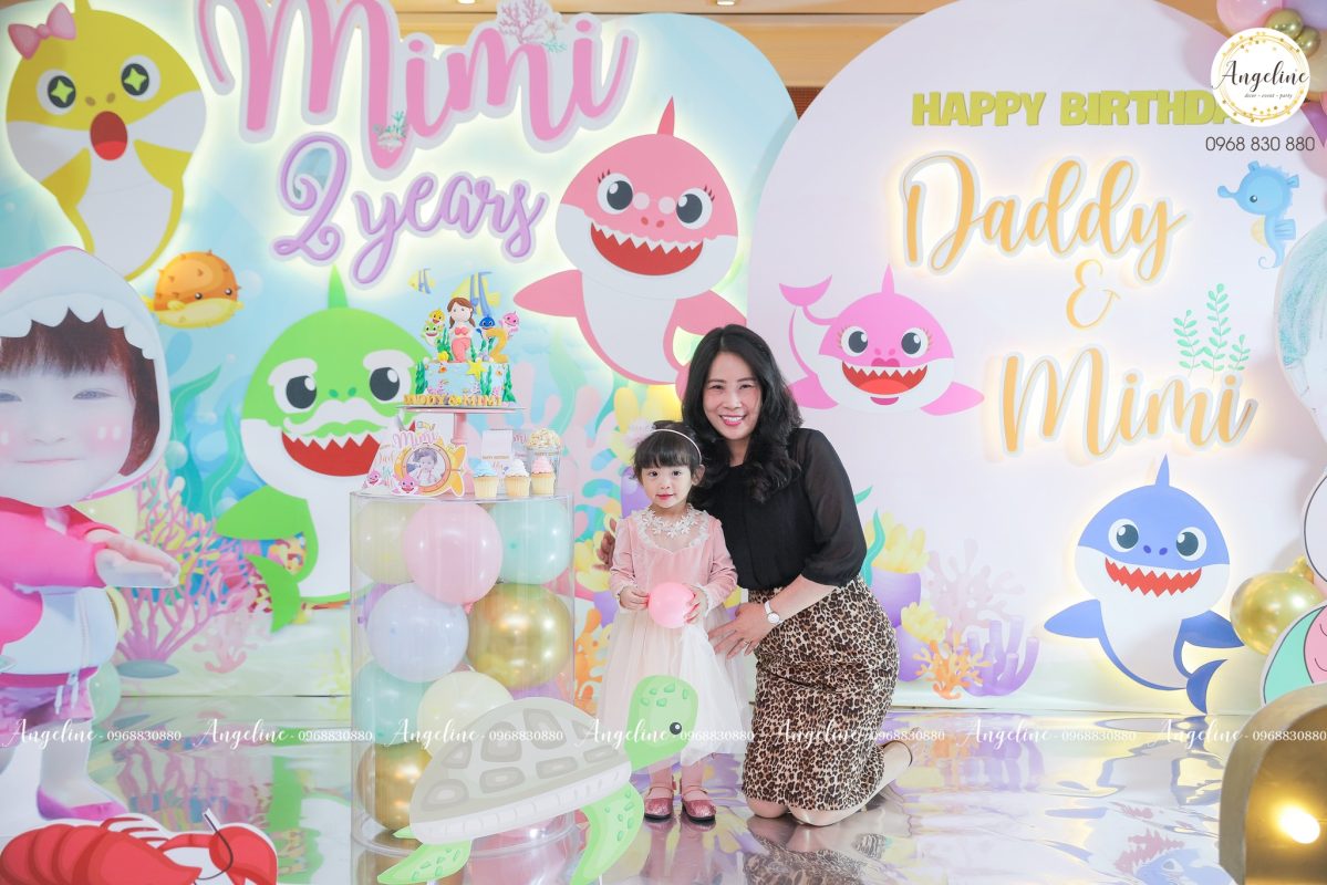 Bé mặc váy cùng chủ đề trang trí sịnh nhật