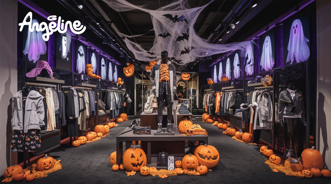 Cửa hàng thời trang được trang trí Halloween