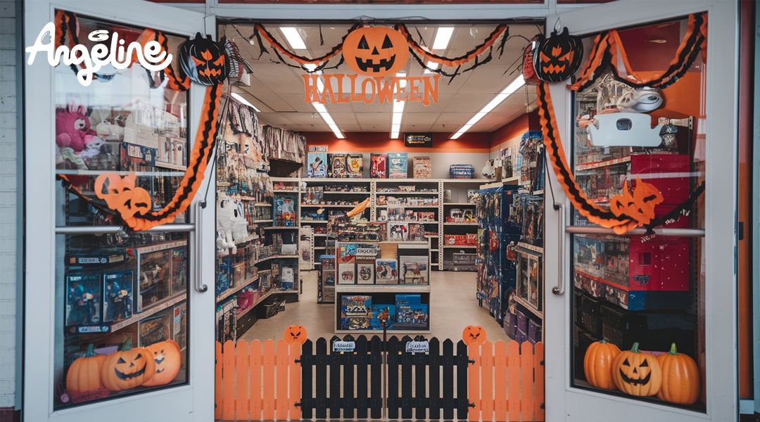 Trang trí Halloween cửa ra vào cho cửa hàng đồ chơi