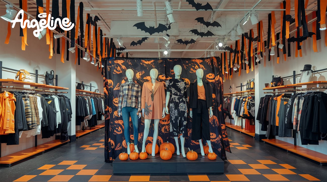 Trang trí Halloween ở trần cửa hàng thời trang