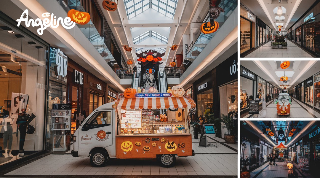 Xe kem di động được trang trí Halloween