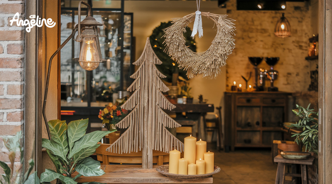 Trang trí Noel quán trà sữa phong cách vintage cổ điển