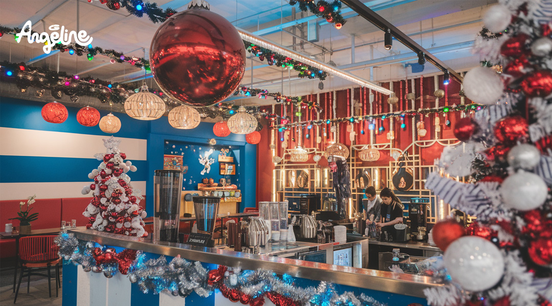 Trang trí Noel quầy order quán trà sữa