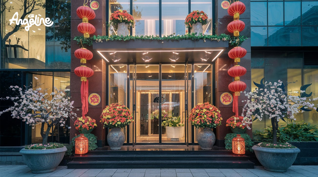 Trang trí Tết mặt tiền công ty