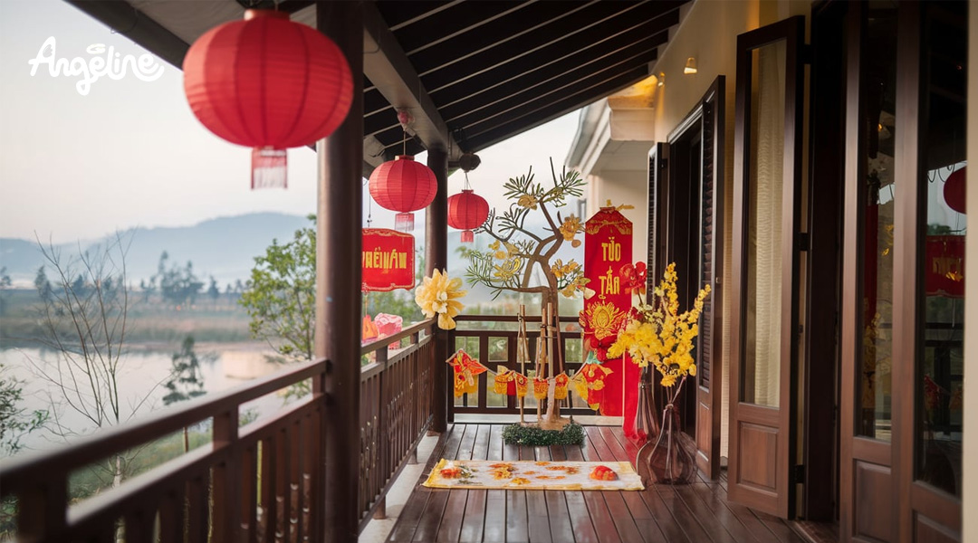 Trang trí Tết ở ban công