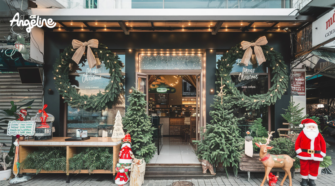 Trang trí cửa ra vào quán cà phê