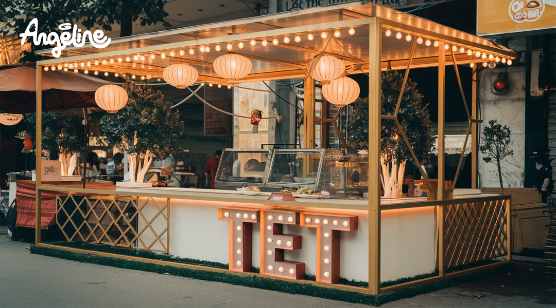 Trang trí gian hàng ẩm thực ngày tết phong cách hiện đại
