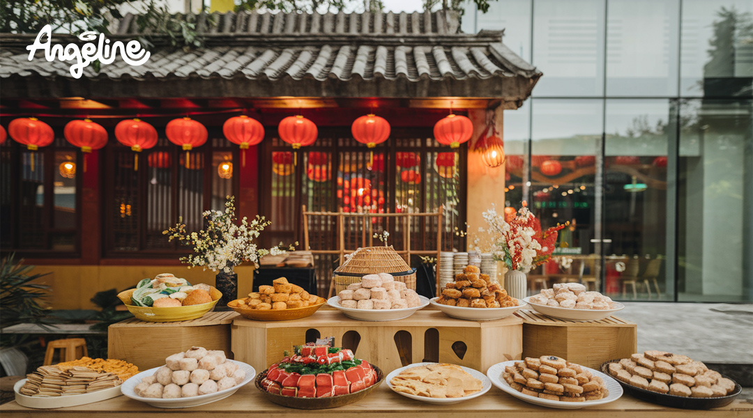 Trang trí gian hàng ẩm thực ngày tết phong cách kết hợp