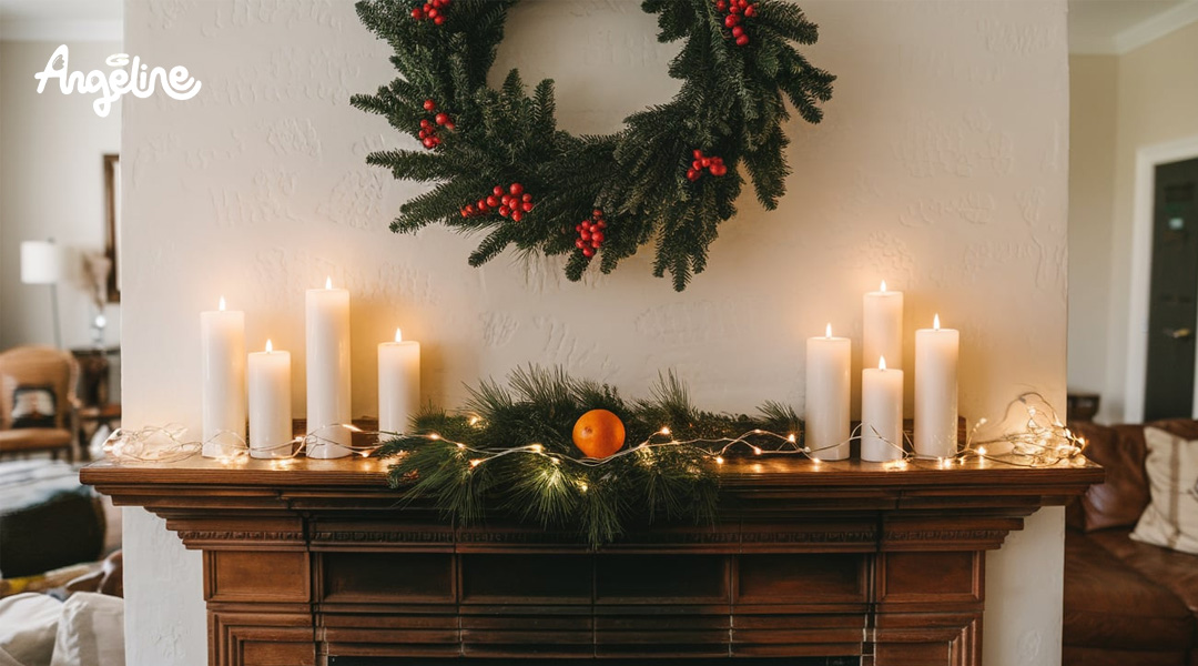 Trang trí mặt trên lò sưởi Noel