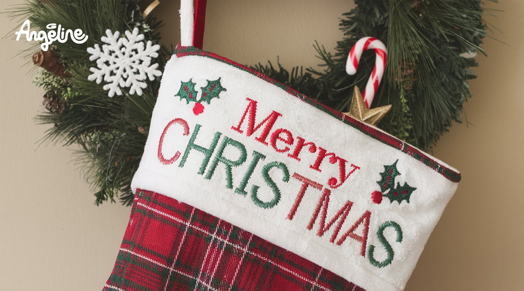 Trang trí tất Noel với hoạ tiết thêu