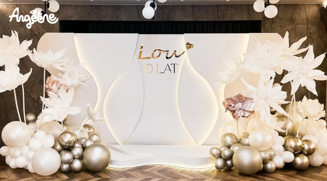 Backdrop ngày phụ nữ có ánh sáng và led