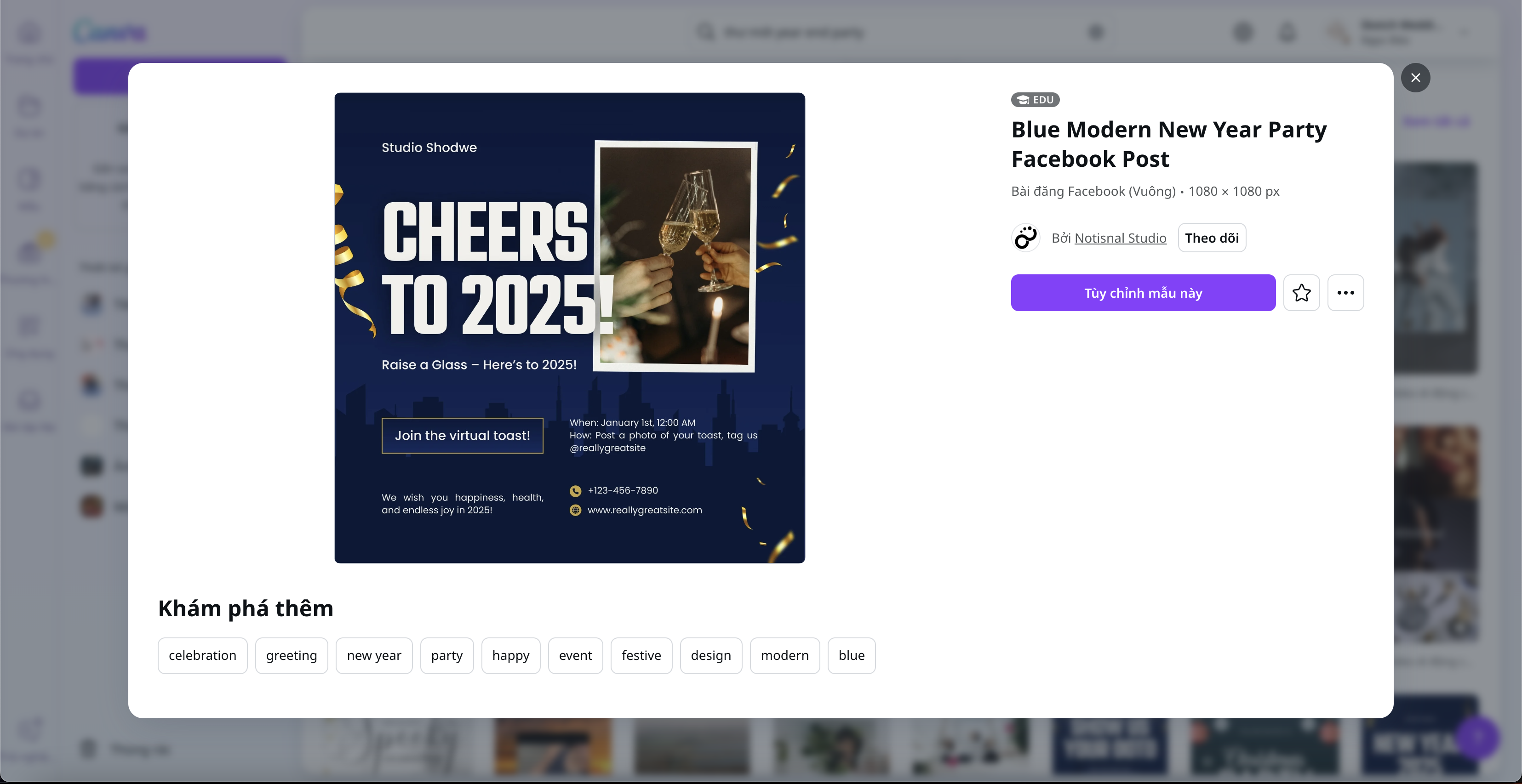 Thiết kế thư mời year end party bằng Canva