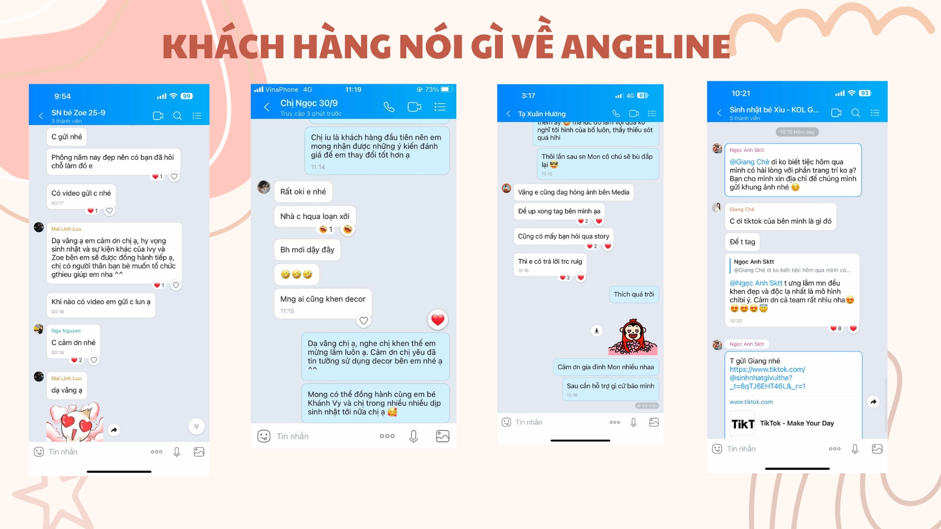 Bảng Giá Trang Trí Sinh Nhật Trọn Gói Feedback khách hàng về Angeline