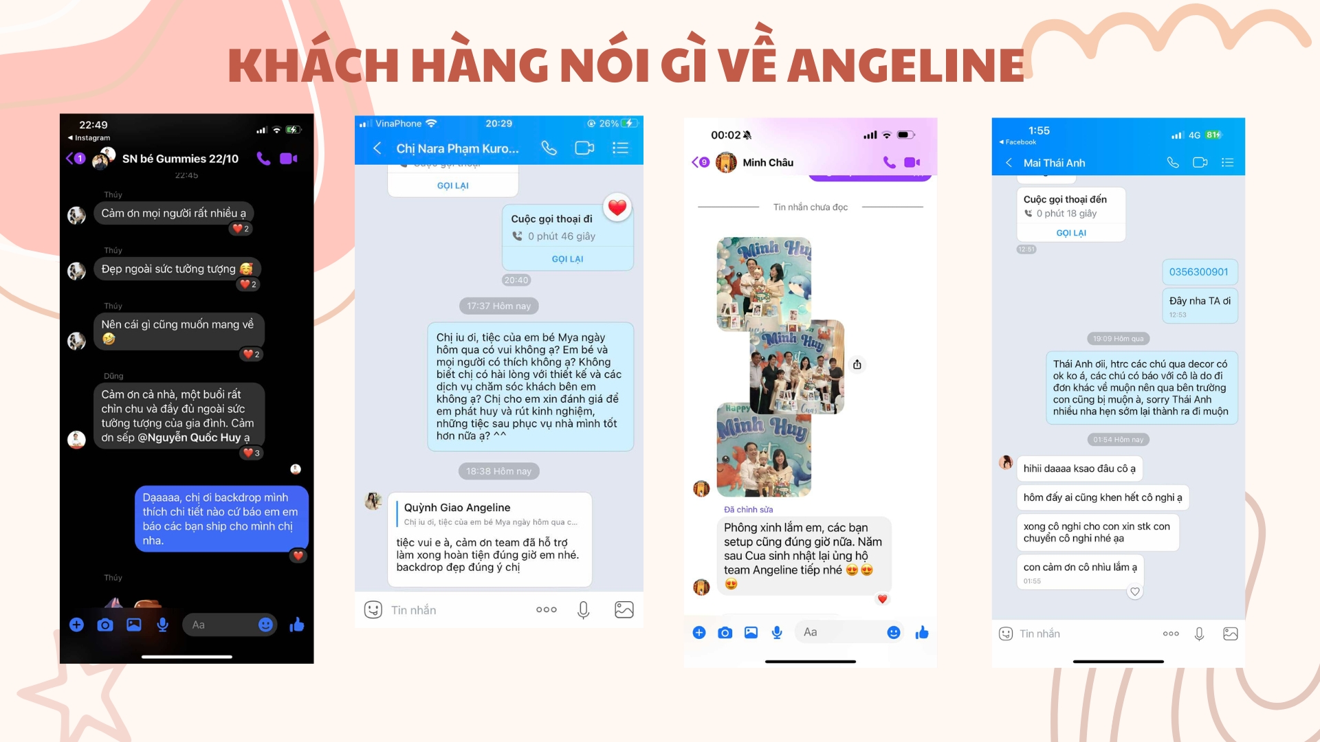 Bảng Giá Trang Trí Sinh Nhật Trọn Gói Feedback khách hàng về Angeline