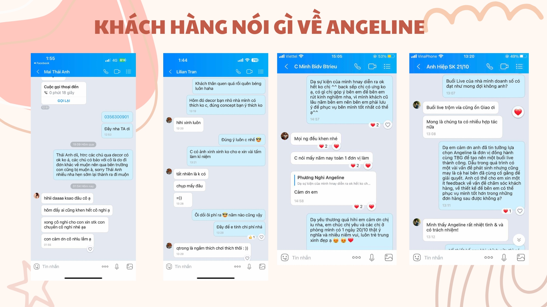 Bảng Giá Trang Trí Sinh Nhật Trọn Gói Feedback khách hàng về Angeline