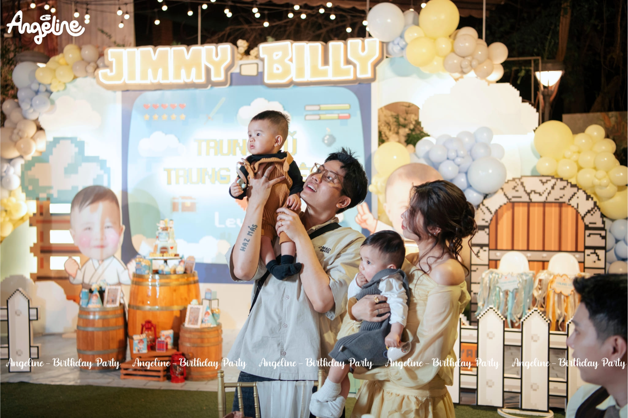 Sinh Nhật Jimmy & Billy 1 Tuổi – Baby Dragon Edition (Double Dragon – Level 1) Backdrop chủ đề Double Dragon