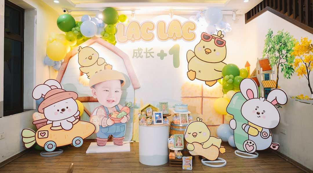 Sinh Nhật 1 Tuổi Bé Lạc Lạc – Happy Farm – Nông Trại Tuổi Thơ Backdrop sinh nhật bé Lạc Lạc