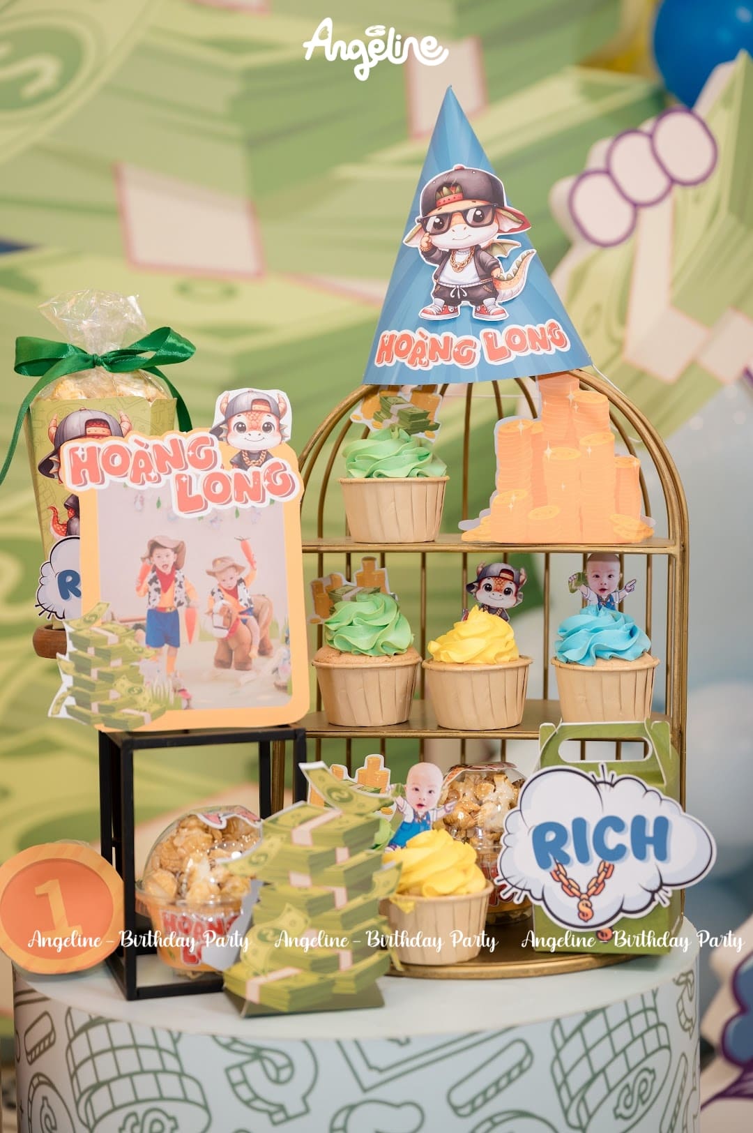 Sinh Nhật Hoàng Long 1 Tuổi – Rich Boy Style Cực Chất Và Đáng Yêu Bánh cupcake