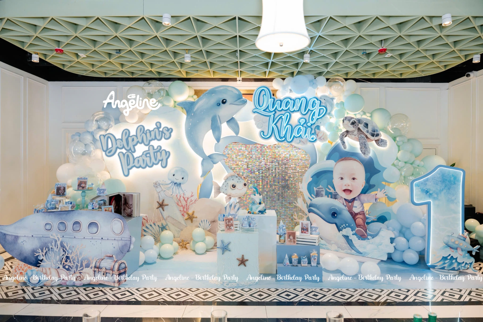 Sinh Nhật 1 Tuổi Bé Quang Khải – Chú Cá Heo Nhỏ Rực Rỡ Tuổi Thơ Concept Ocean