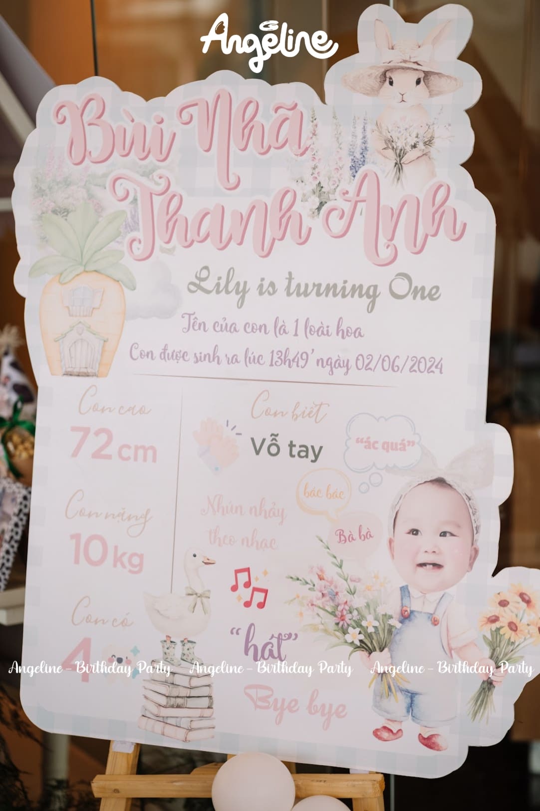 Sinh Nhật Bé Lily 1 Tuổi – Khu Vườn Của Cô Thỏ Điệu Đà Tại JW Marriott Hanoi Bảng thông tin bé Lily