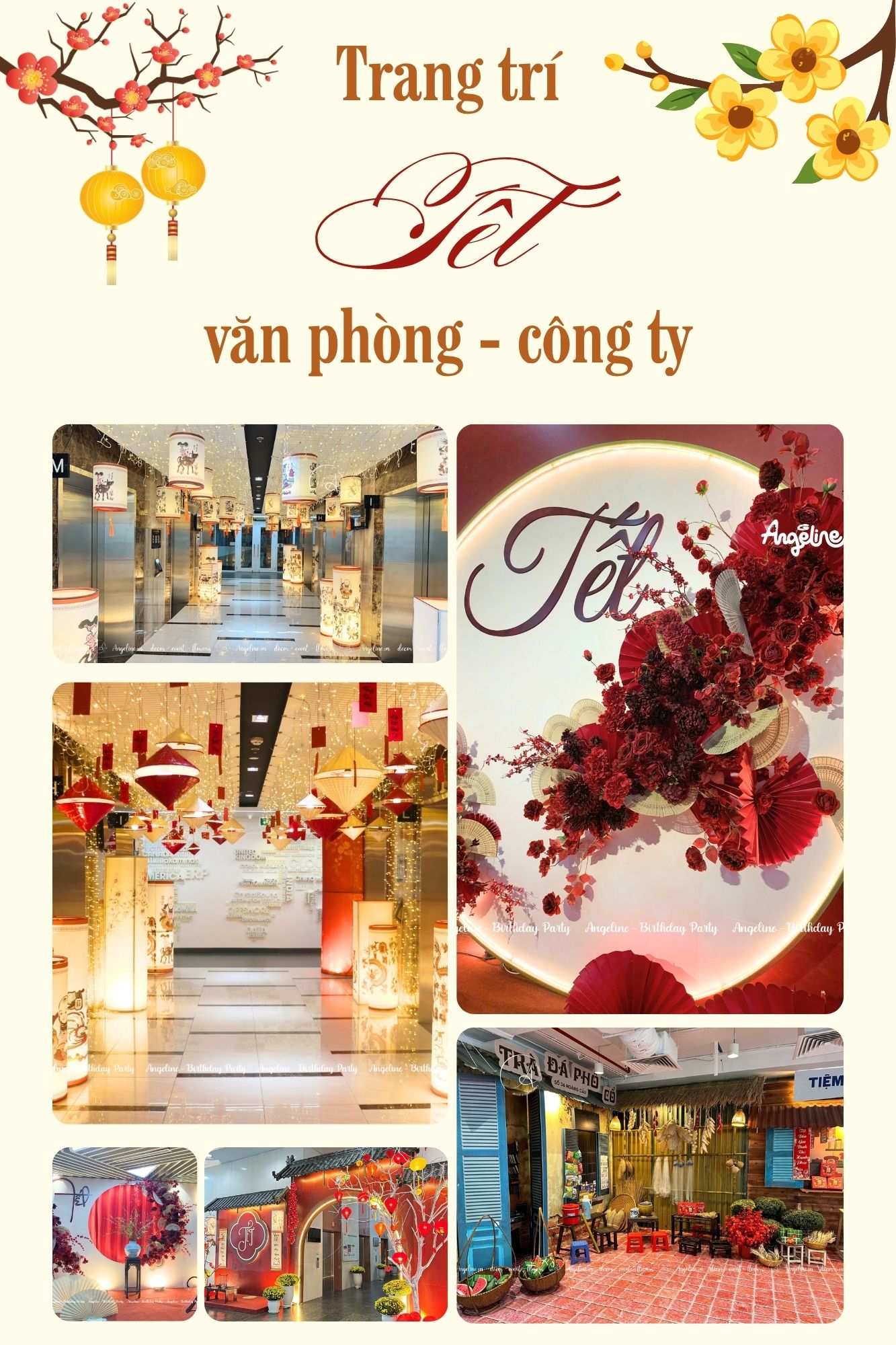 Trang trí Tết cho công ty văn phòng