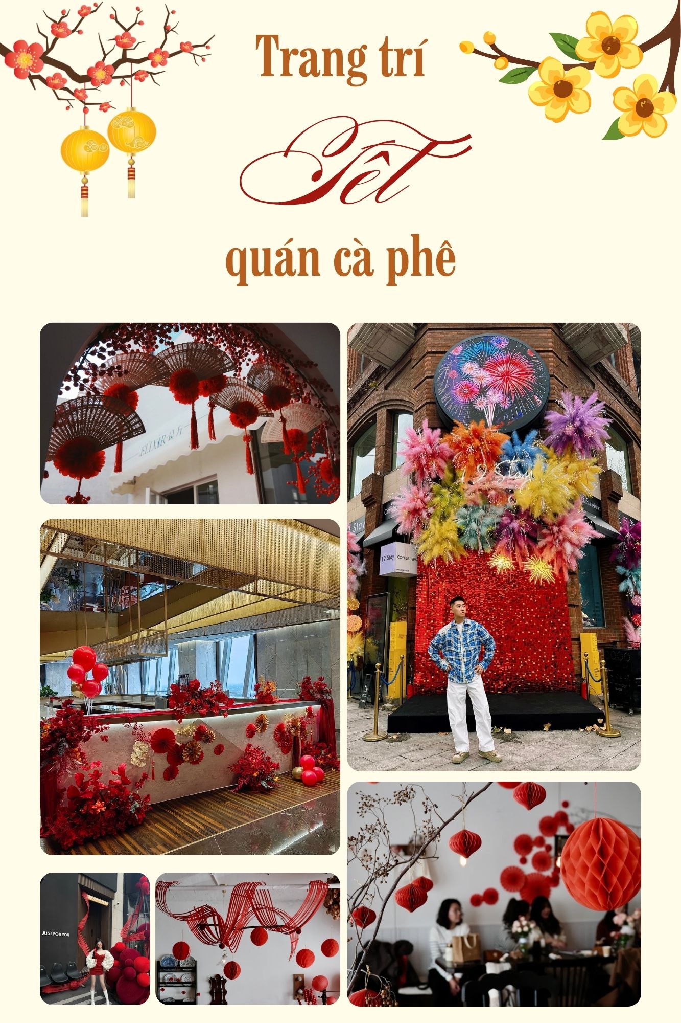 trang trí tết cho quán cà phê