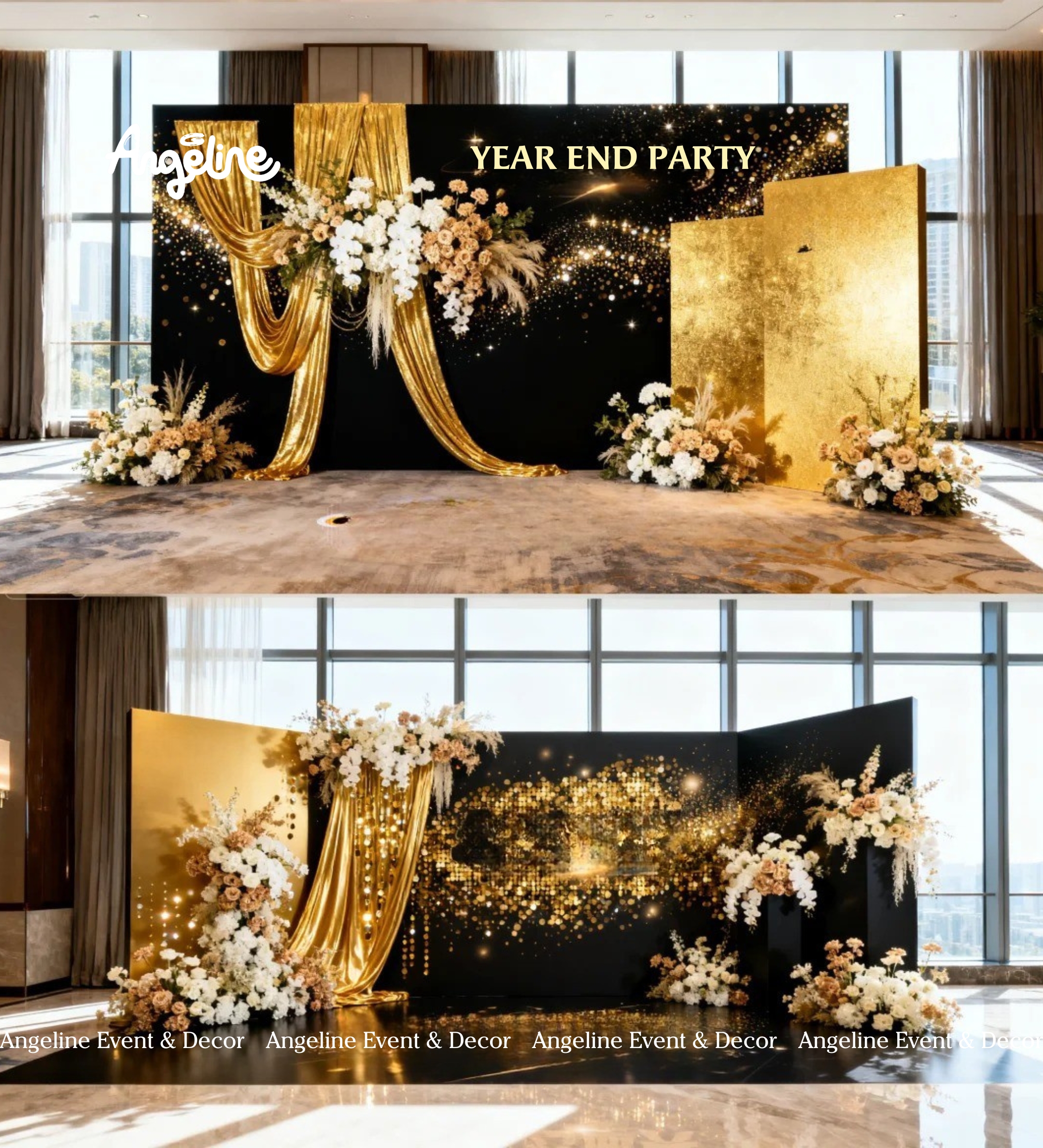 Year end party màu vàng