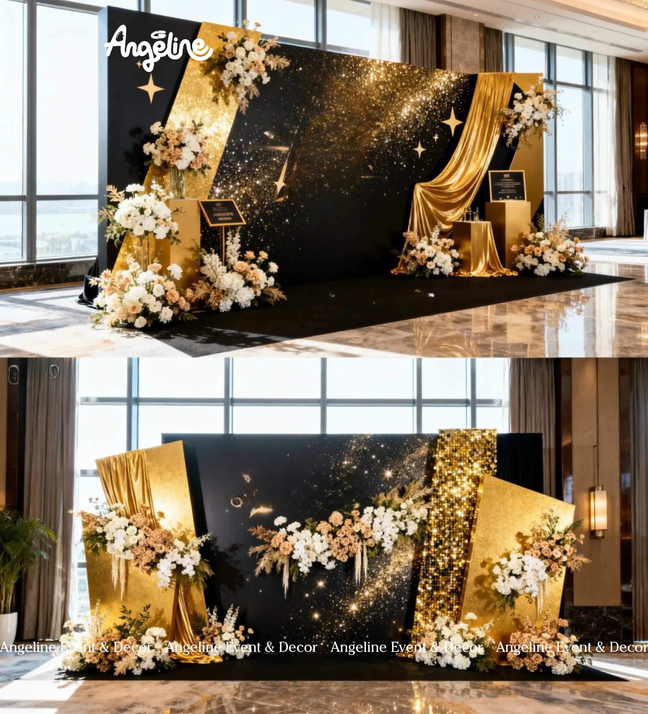 Year end party màu vàng