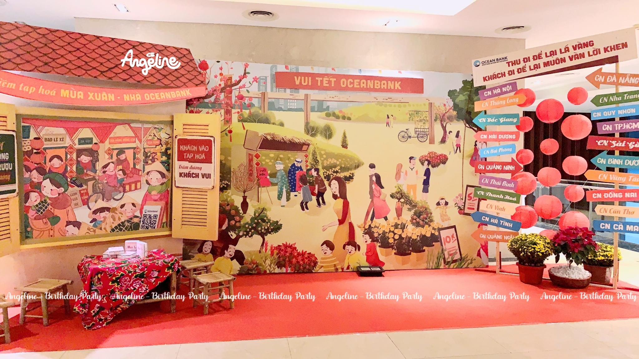 Trang Trí Tết Doanh Nghiệp Trọn Gói: Angeline Mang Hồn Tết Việt Vào Không Gian Hiện Đại Cùng OceanBank