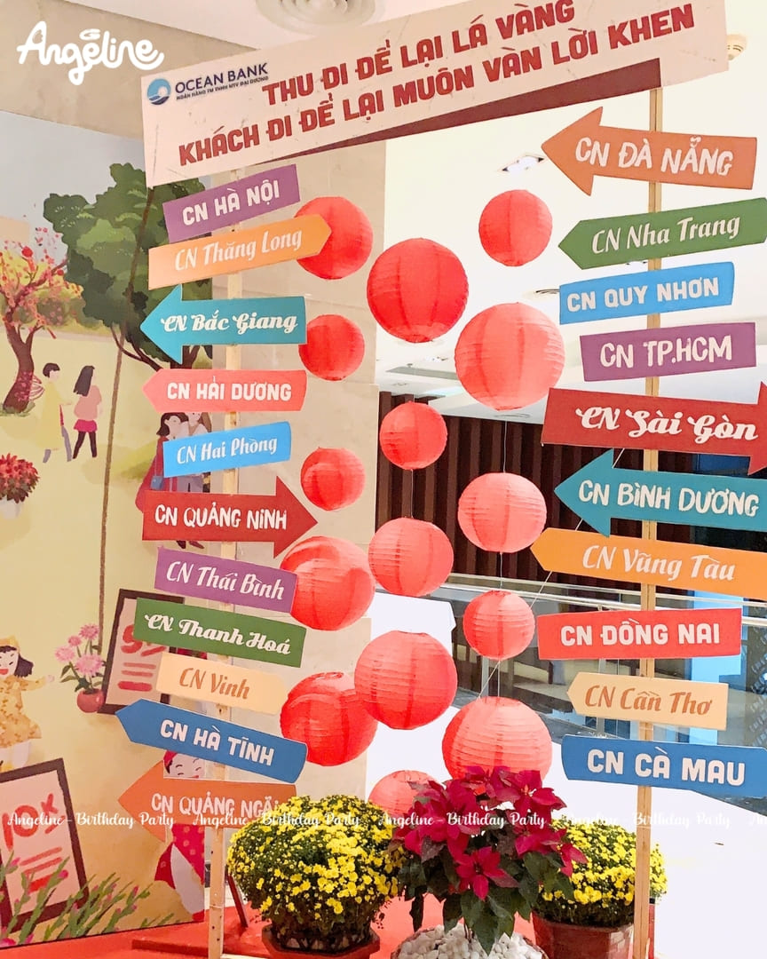 Trang Trí Tết Doanh Nghiệp Trọn Gói: Angeline Mang Hồn Tết Việt Vào Không Gian Hiện Đại Cùng OceanBank