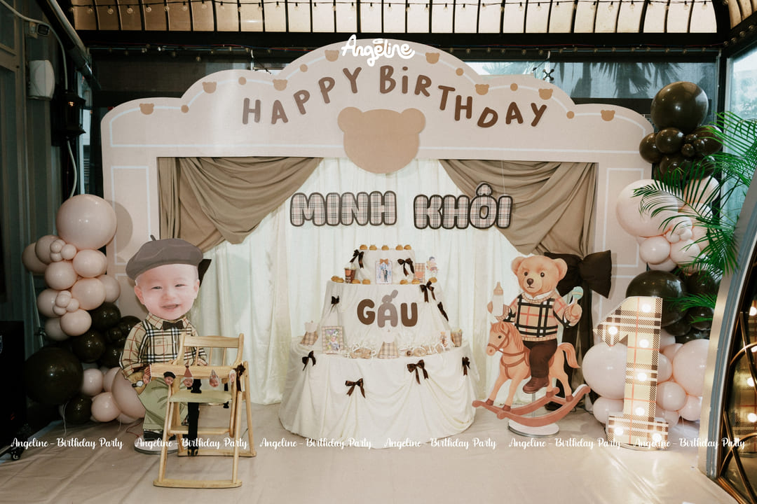 The Gentle Plaid Bear – Concept Sinh Nhật Gấu Teddy Plaid Ấm Áp Cho Bé Minh Khôi Angeline
