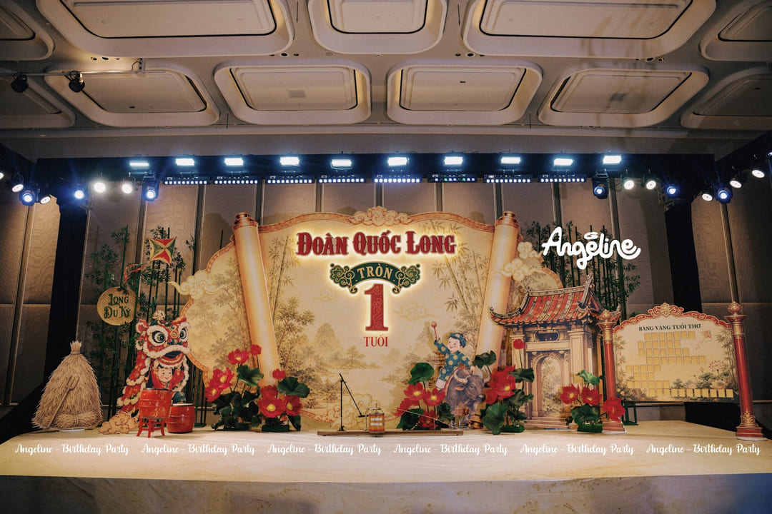 Long Du Ký - dự án trang trí sinh nhật bé trai 1 tuổi của Angeline