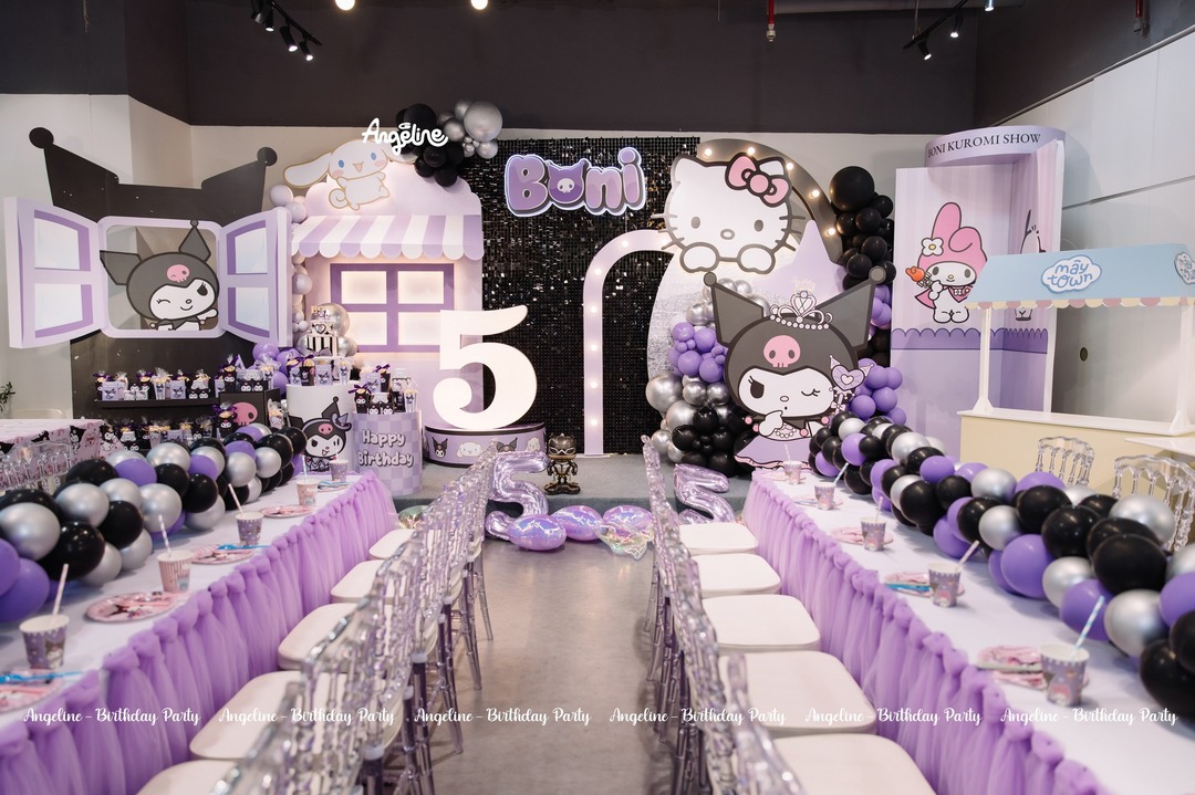 Concept Kuromi Show sinh nhật cho bé 5 tuổi cá tính màu tím đen